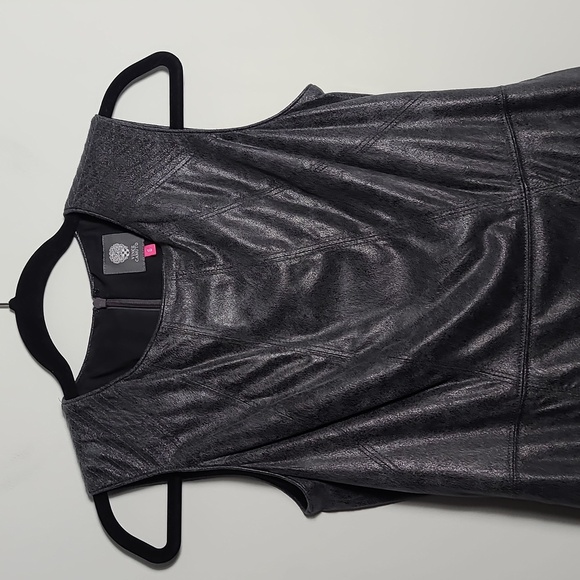 VINCE CAMUTO Leather Look Mini (Above the knee) Dress in Gun Metal Size 6 - Picture 7 of 14